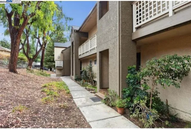 a pathway of a house with a yard