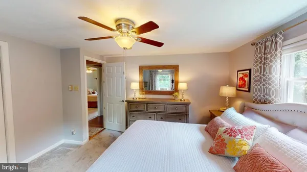 a view of a big room with closet and windows