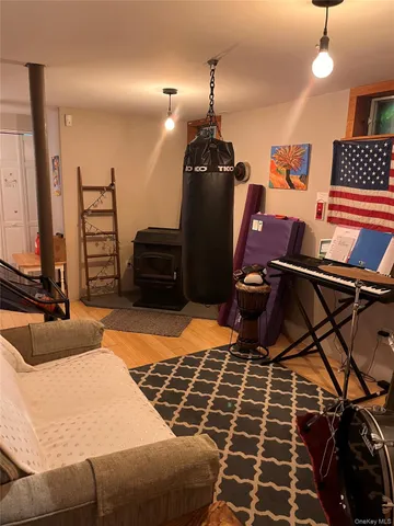 a bedroom with a bed and dresser