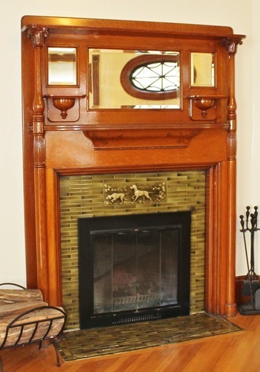 166 Chestnut Street Cambridge, MA 02139 - Photo 16 of 30 a view of fireplace with washer and dryer