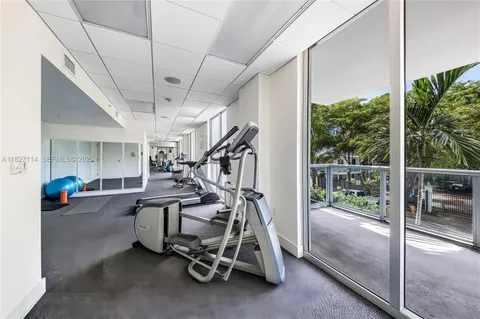 a view of a room with gym equipment
