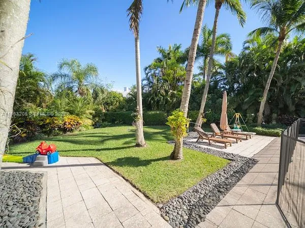 a view of a chairs and table in the patio