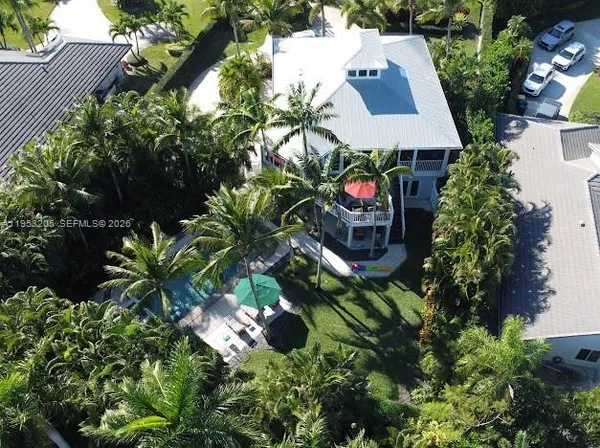 an outdoor space with seating area