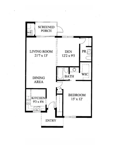 a picture of a park with an bench