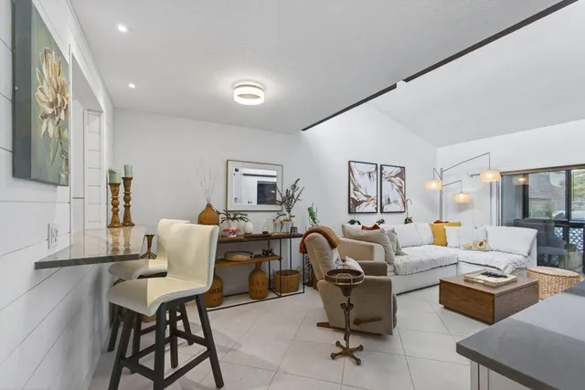 a living room with furniture