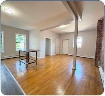 an empty room with a window