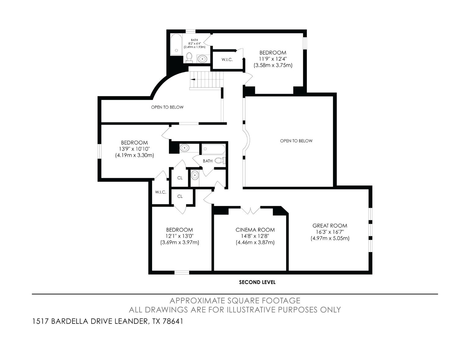 1517 Bardella Drive Leander, TX 78641 - Photo 40 of 40 Second Level Floorplan