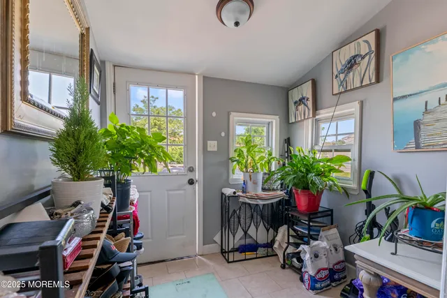 a room with furniture and a potted plant
