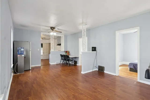 a view of entryway with wooden floor