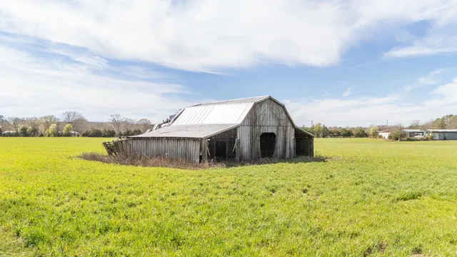 a view of a lake with a garden