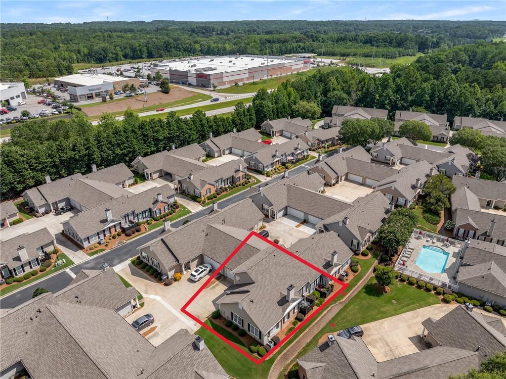 855 Camry Circle Dallas, GA 30157 - Photo 34 of 41 an aerial view of a city with lots of residential buildings