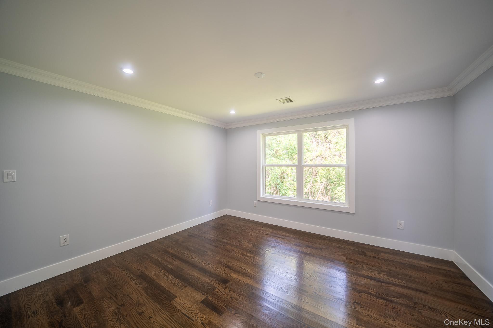 770 Cedar Street Syosset, NY 11791 - Photo 30 of 35 Spare room with ornamental molding, dark wood-style floors, and recessed lighting