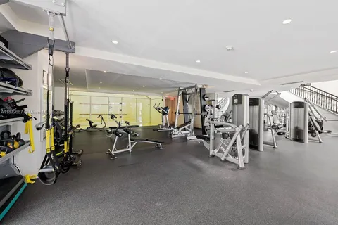 a view of a room with gym equipment