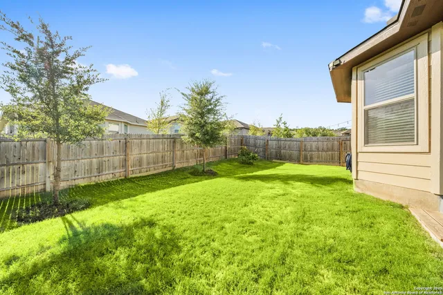 a view of backyard with green space
