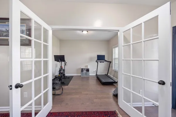 a room with walk in closet and a window