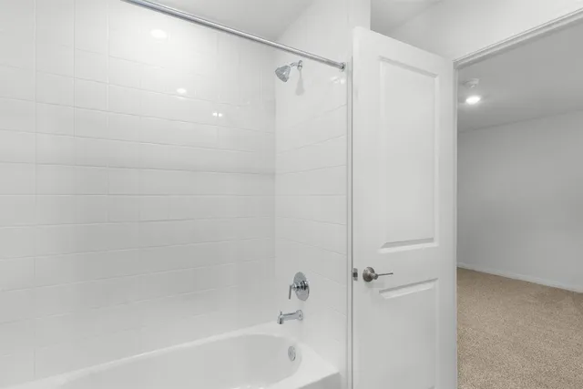 a bathroom with a bathtub