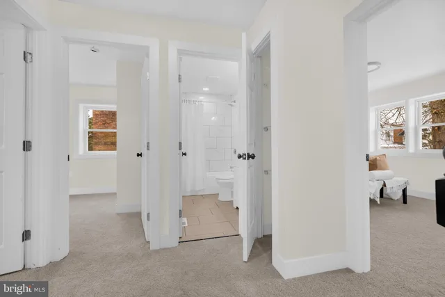 a view of a bathroom with a small space