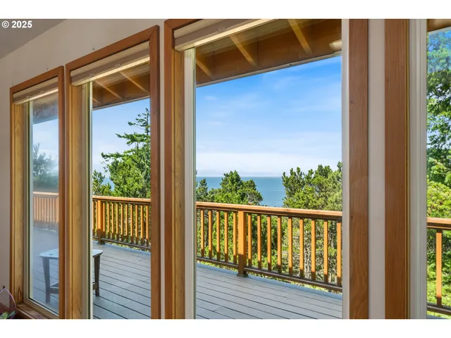 a view of wooden balcony