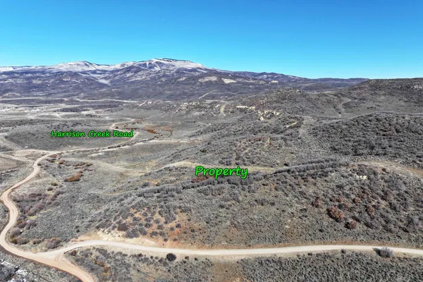 a view of a backyard with a mountain