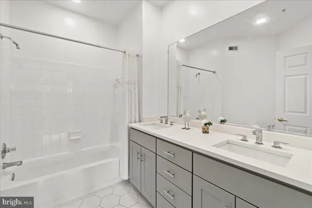 an aerial view of a house with a yard potted plants and large tree