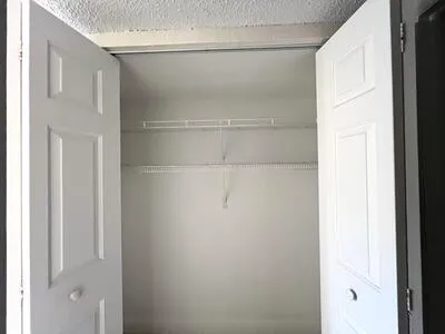 a close view of a closet