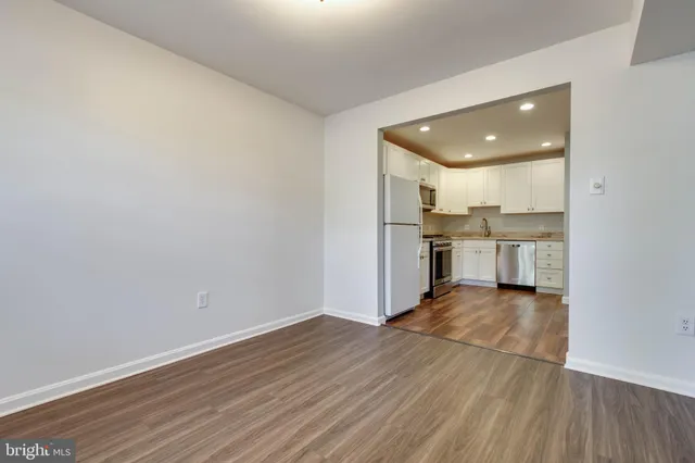 a view of kitchen with wooden floor
