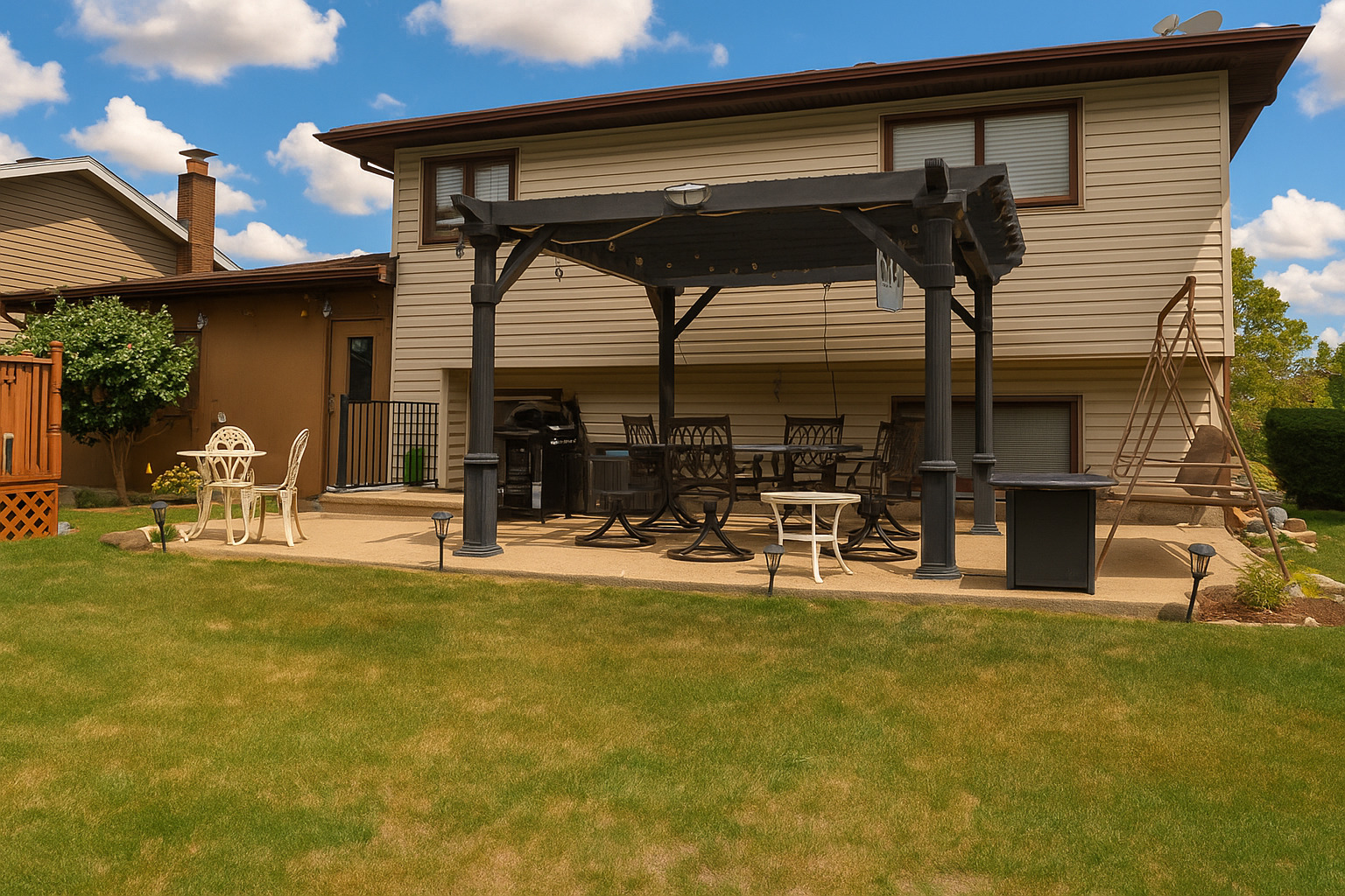 727 Sable Avenue Addison, IL 60101 - Photo 4 of 6 a view of a swimming pool with table and chairs under an umbrella