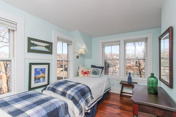 50 River Road Gloucester, MA 01930 - Photo 22 of 33 a bedroom with a bed a table and large windows