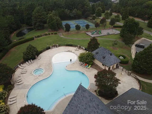 an aerial view of a house having outdoor space