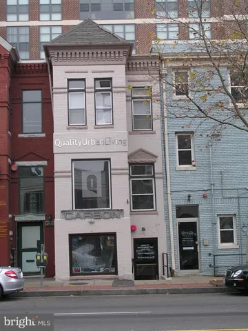 a view of a building with a door