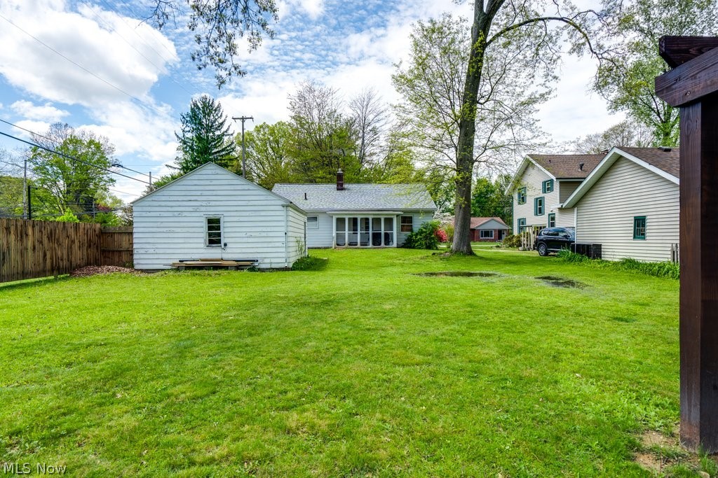 3569 Elm Road Stow, OH 44224 - Photo 17 of 17 Expansive green lawn with mature trees and a privacy fence
