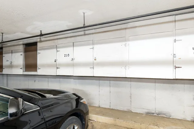 a utility room with cabinets