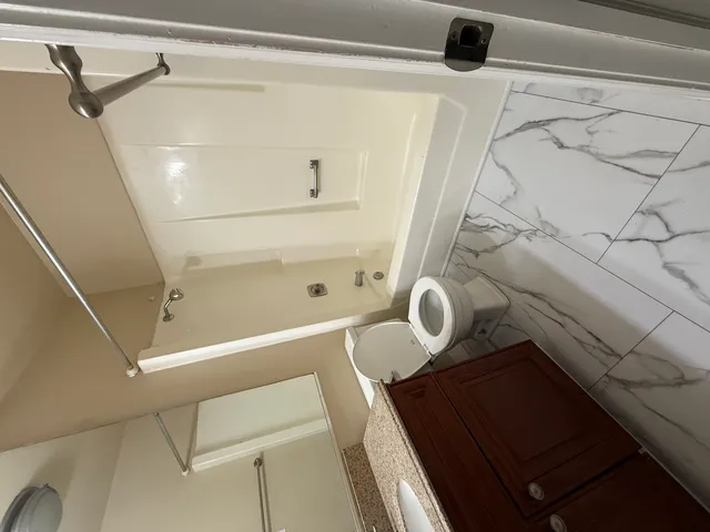 a view of bathroom with shower