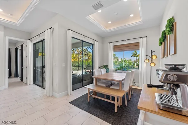 a living room with a couch and a table