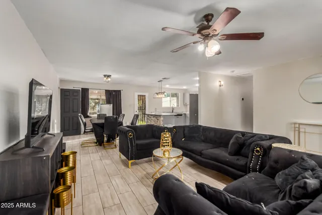 a living room with furniture