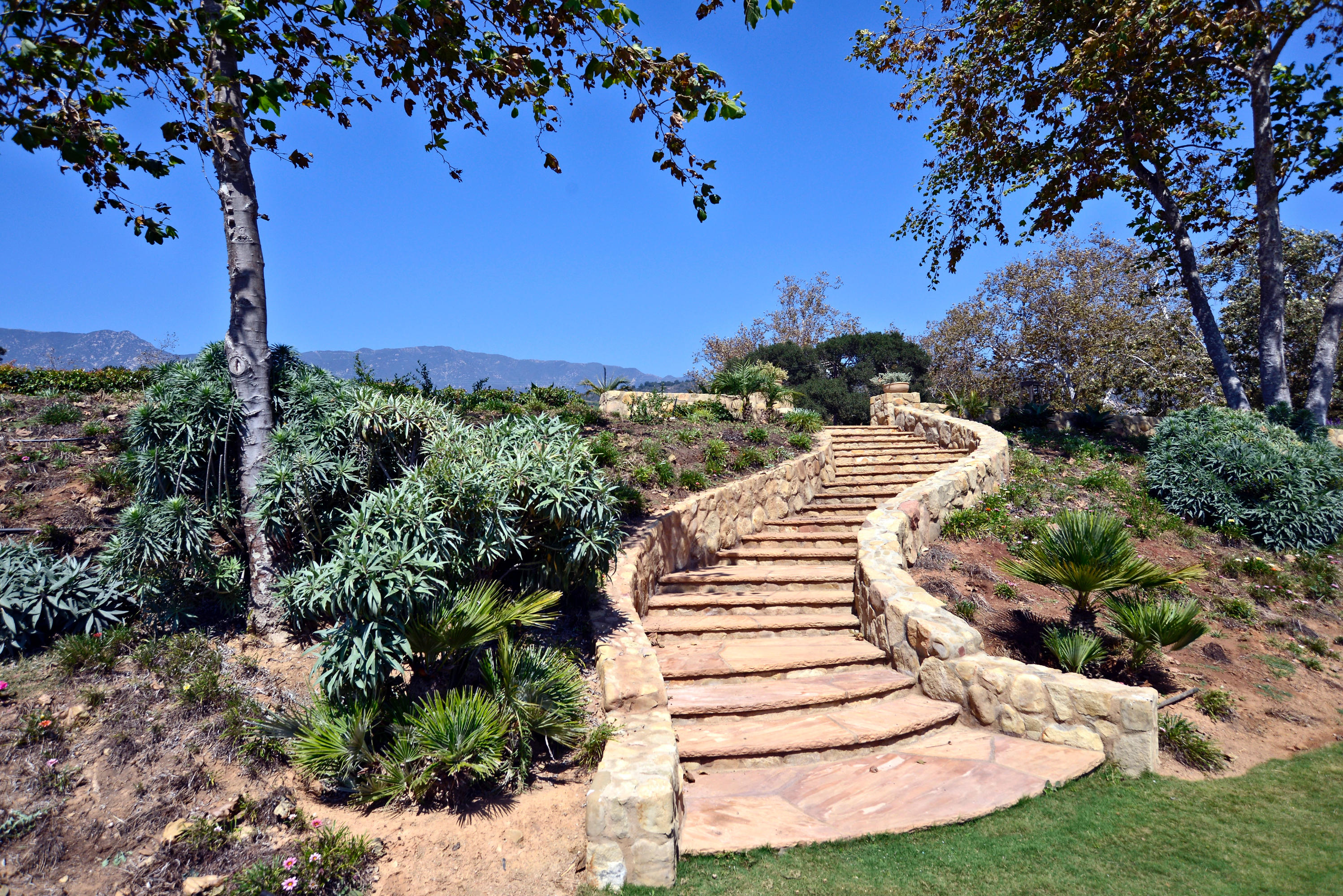 200 Lambert Road Carpinteria, CA 93013 - Photo 8 of 25 a view of a yard with plants and a fountain