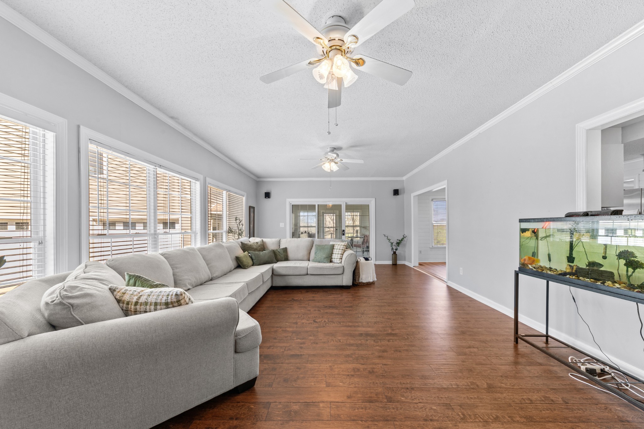 1336 Charlotte Drive Pulaski, TN 38478 - Photo 32 of 65 a living room with furniture and a large window with kitchen view