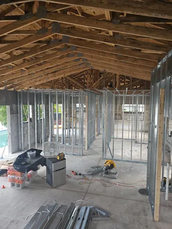 a building outdoor space with patio furniture