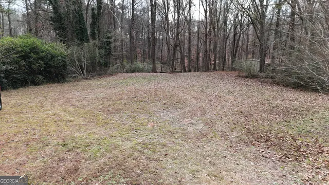 a view of backyard with parked car