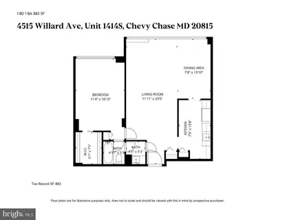$290,000 | 4515 Willard Avenue, Unit 1414S, Chevy Chase, MD 20815