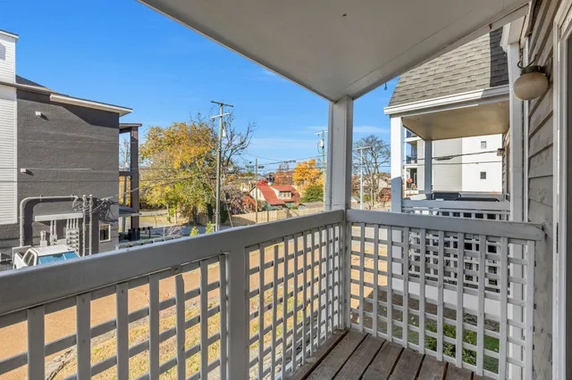 a view of a balcony from a balcony