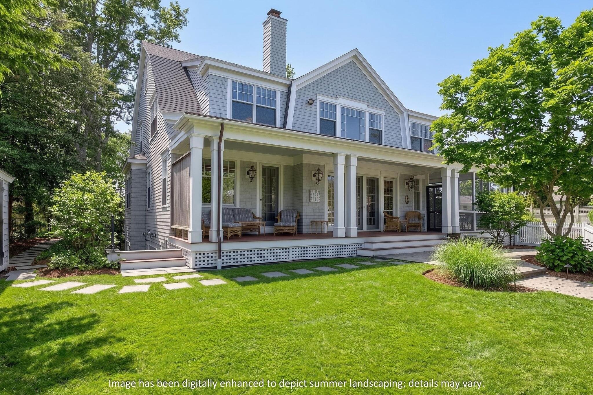 268 Parker Road Osterville, MA 02655 - Photo 15 of 18 front view of a brick house with a yard