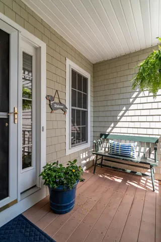 a potted plant sitting in front of a house