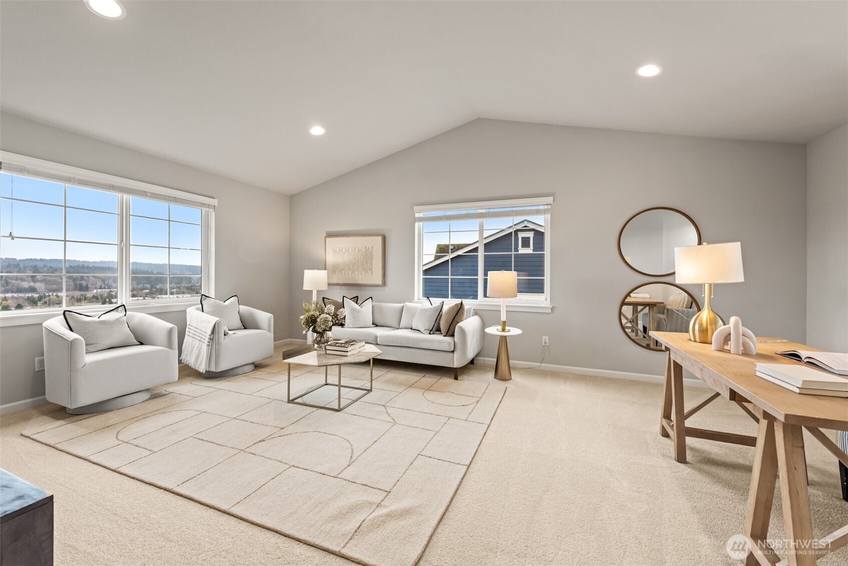 19420 109th Court Northeast Bothell, WA 98011 - Photo 24 of 35 a living room with fireplace furniture and a large window