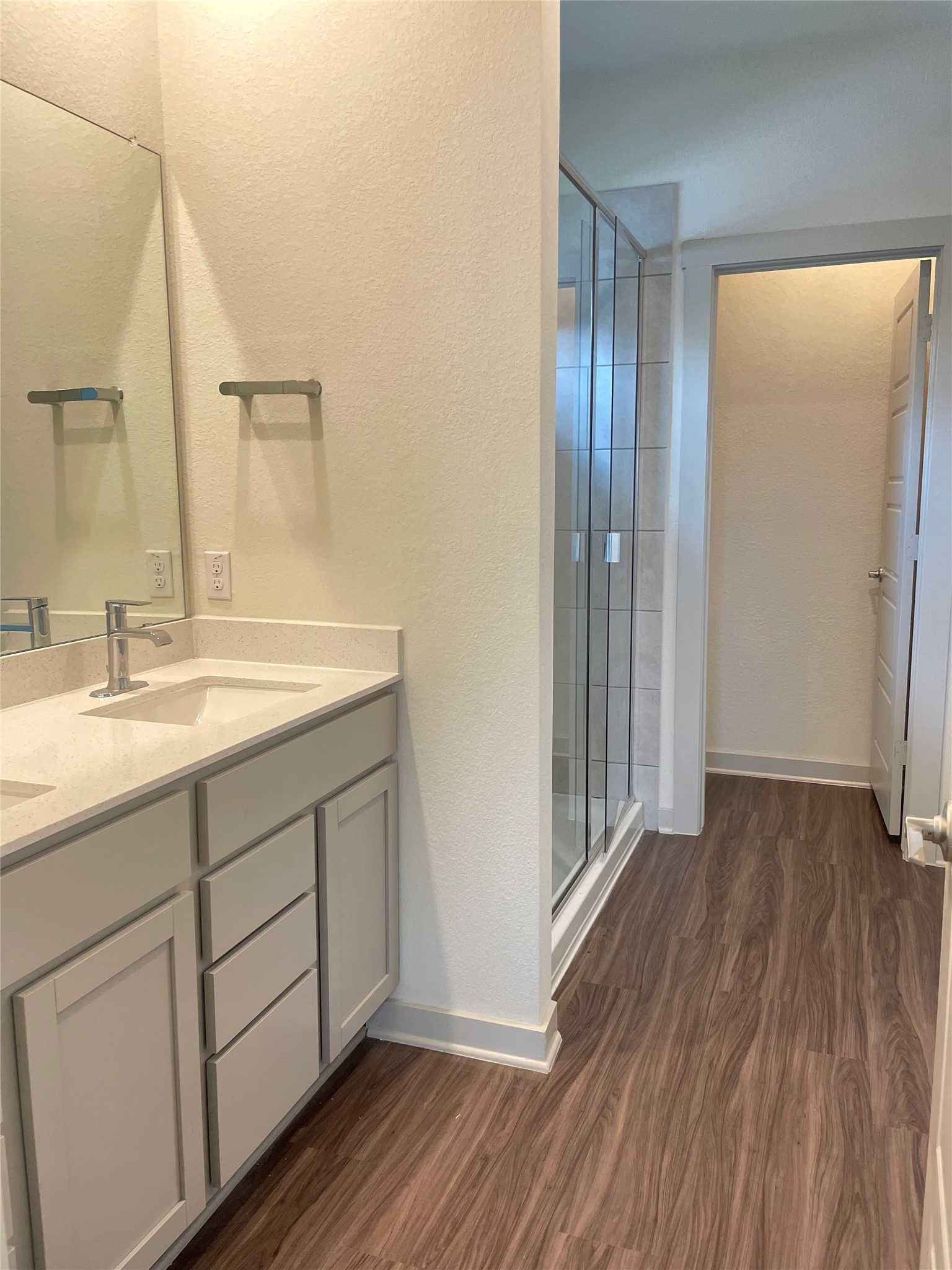 5128 Vanner Path Georgetown, TX 78626 - Photo 11 of 20 Bathroom featuring a double vanity with light gray cabinetry and white countertop