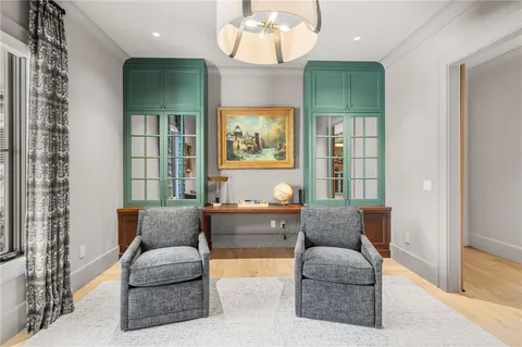 a aerial view of a house with a yard