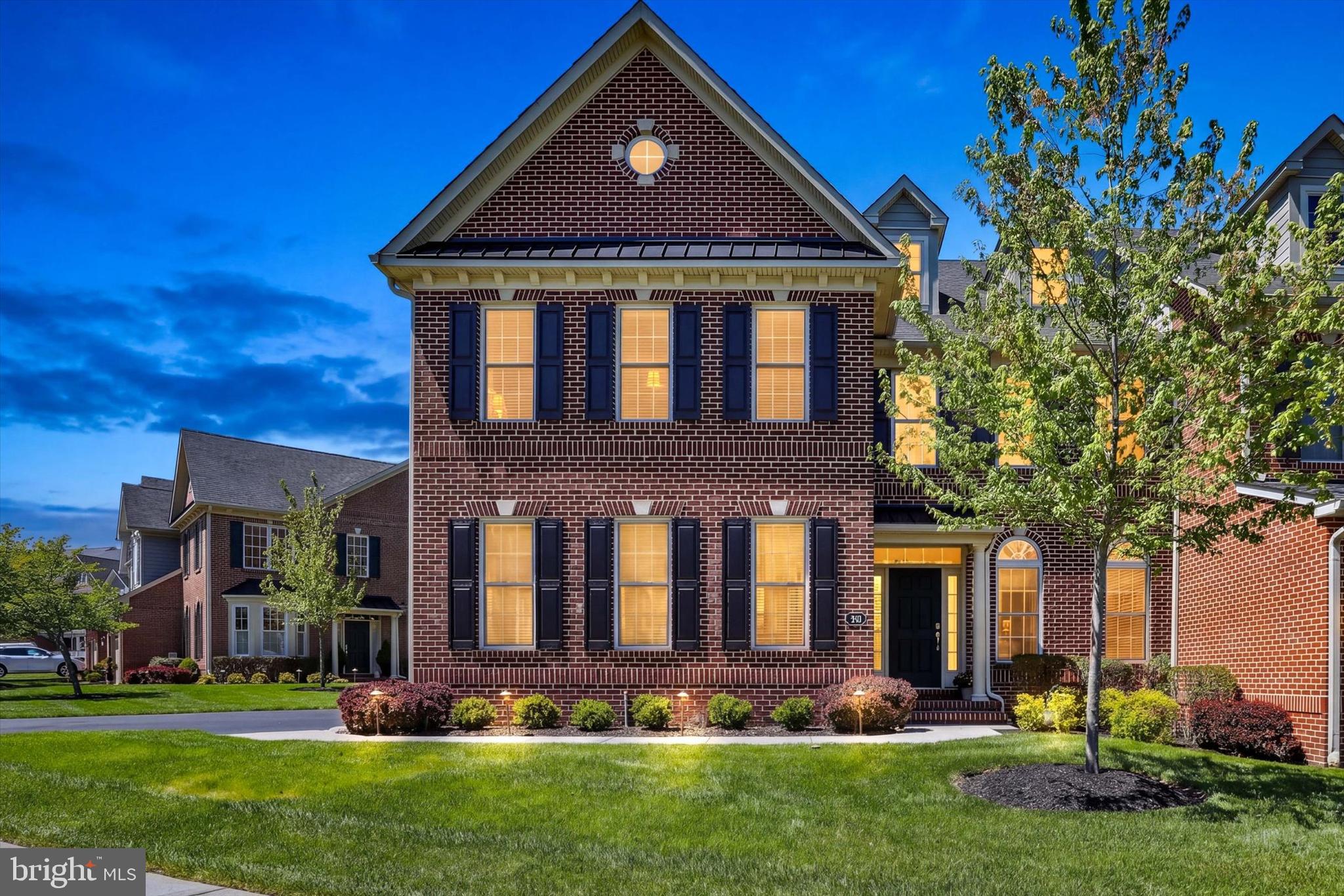 86 Rittenhouse Circle Newtown, PA 18940 - Photo 2 of 55 Twilight Brick Front Exterior & Main Covered Entry