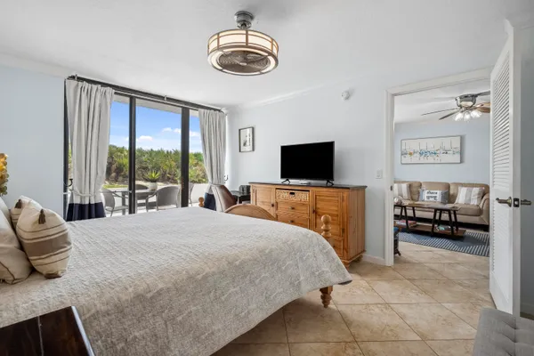 a bedroom with a bed and furniture