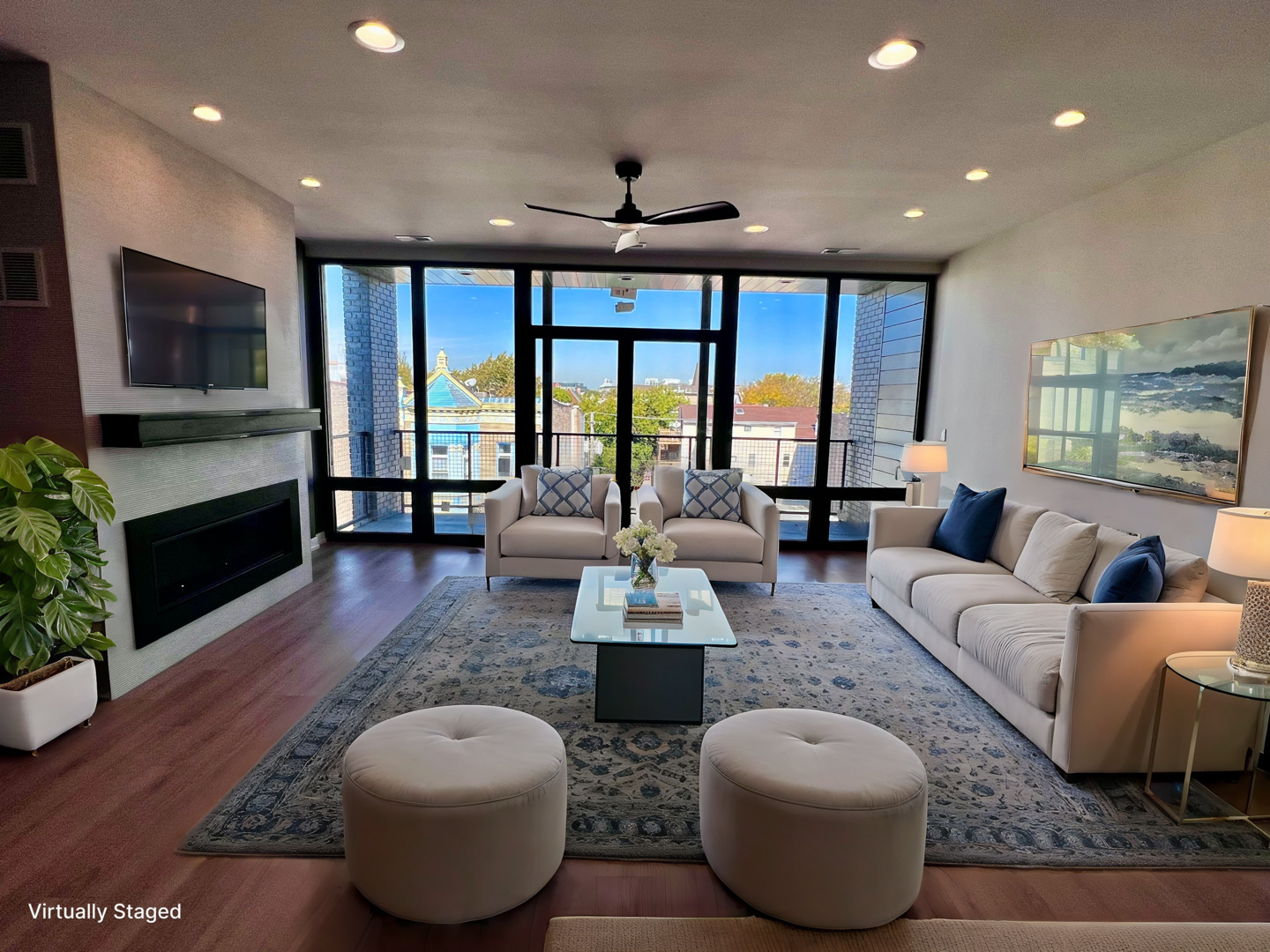 1039 West Belmont Avenue, Unit 4 Chicago, IL 60657 - Photo 2 of 22 a living room with fireplace furniture and a large window