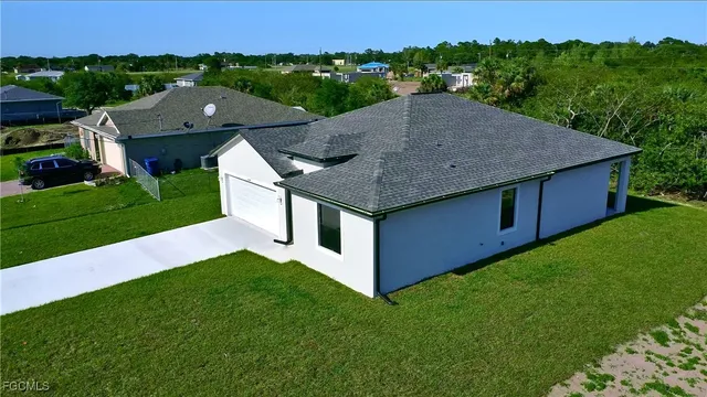an aerial view of a house